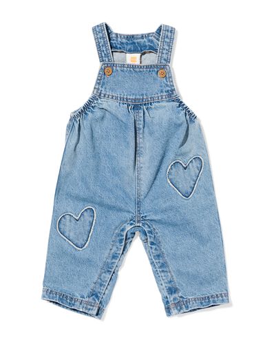 Baby-Latzhose aus Denim mit Herzen jeansfarben jeansfarben - 33042470DENIM - HEMA