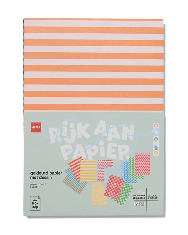 180 feuilles de papier A4 coloré avec motif - 15910038 - HEMA