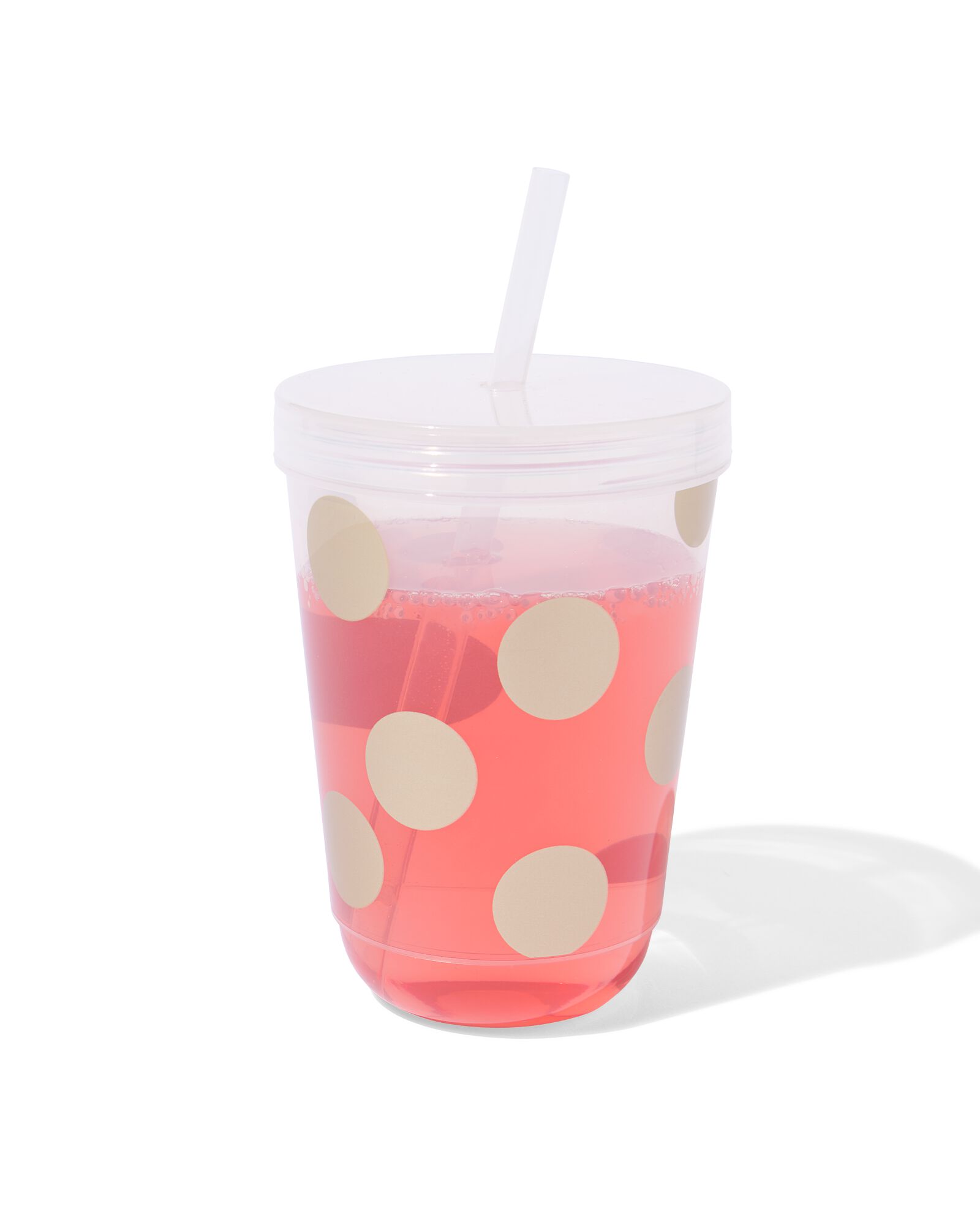 drinkbeker met rietje gouden stip - 14250274 - HEMA