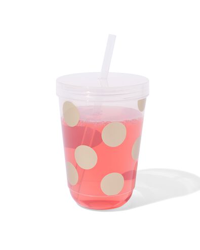 drinkbeker met rietje gouden stip - 14250274 - HEMA