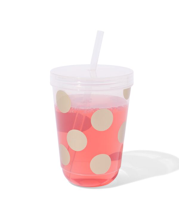 drinkbeker met rietje gouden stip - 14250274 - HEMA