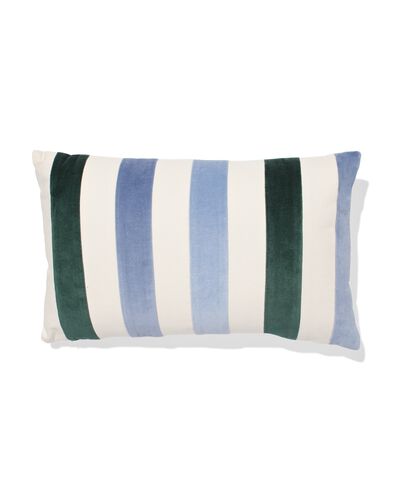 Kissenbezug 50 x 30 cm, Velours mit Streifen, Blau - 7325154 - HEMA