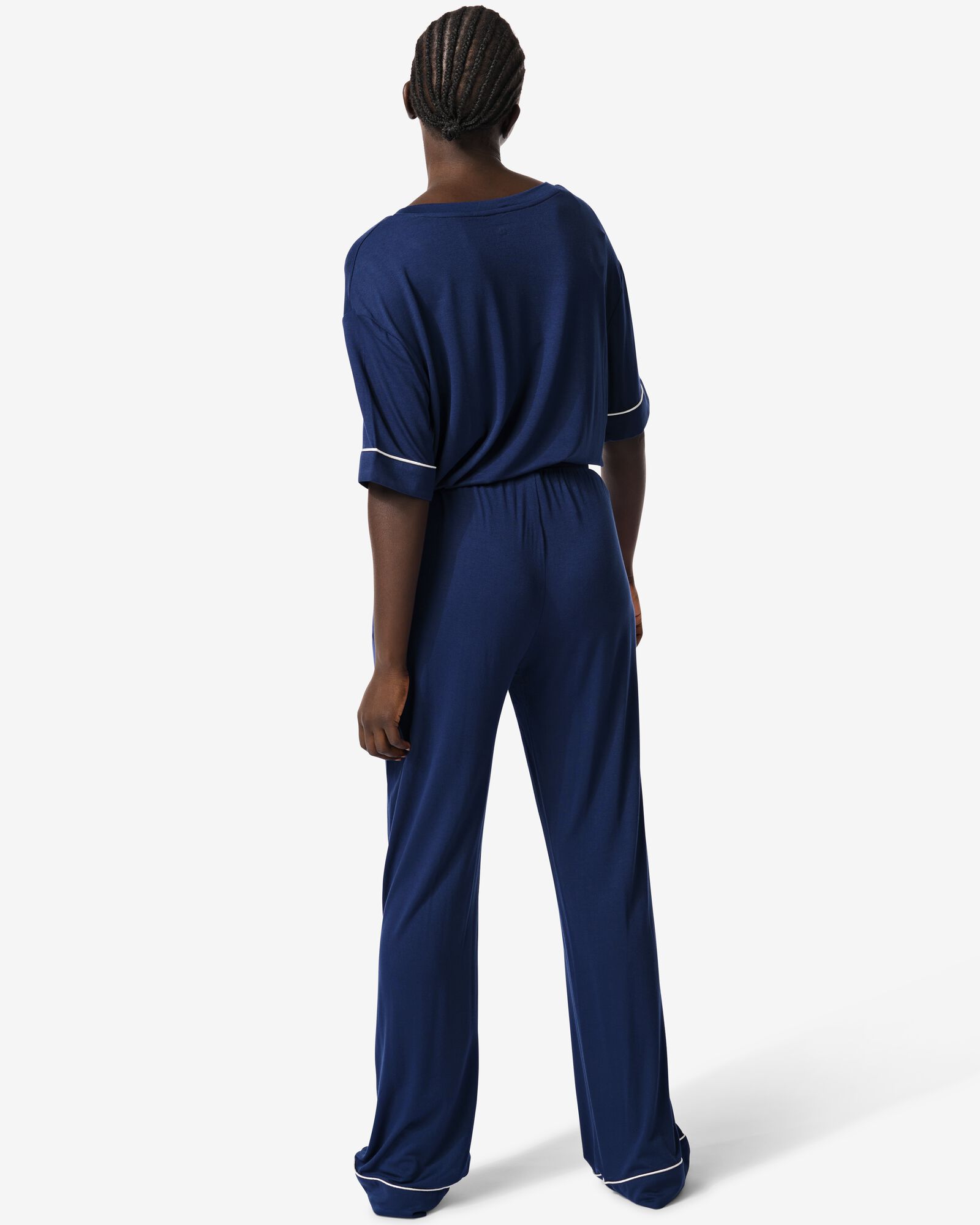 dames pyjamabroek viscose donkerblauw donkerblauw - 23420135DARKBLUE - HEMA