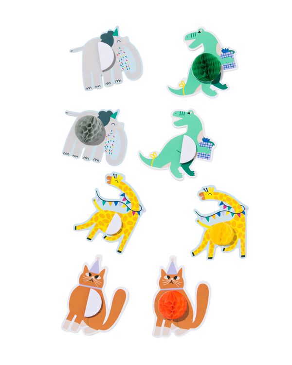 autocollants en papier alvéolé animaux festifs - 8 pièces - 14710318 - HEMA