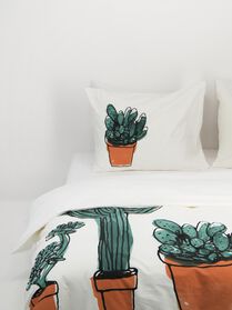 dekbedovertrek - zacht katoen - wit cactus multi multi - 1000014116 - HEMA