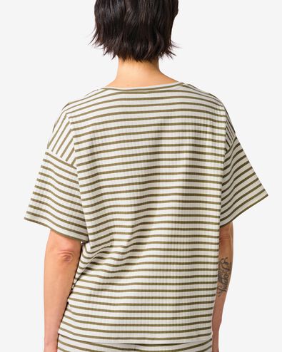 dames T-shirt Noel jersey strepen katoen olijf olijf - 36209250OLIVE - HEMA