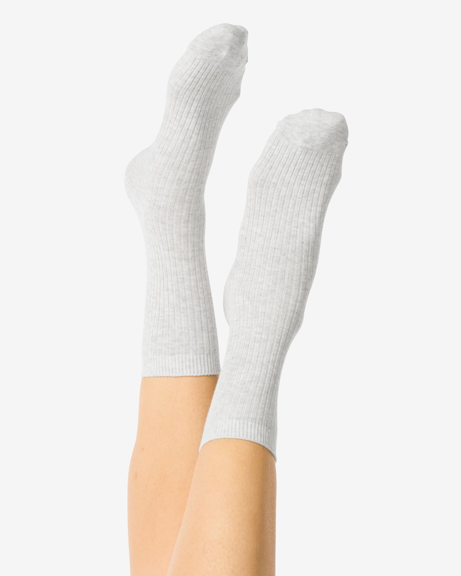 chaussettes c&ocirc;tel&eacute;es femme gris clair - 4290455LIGHTGREY - HEMA