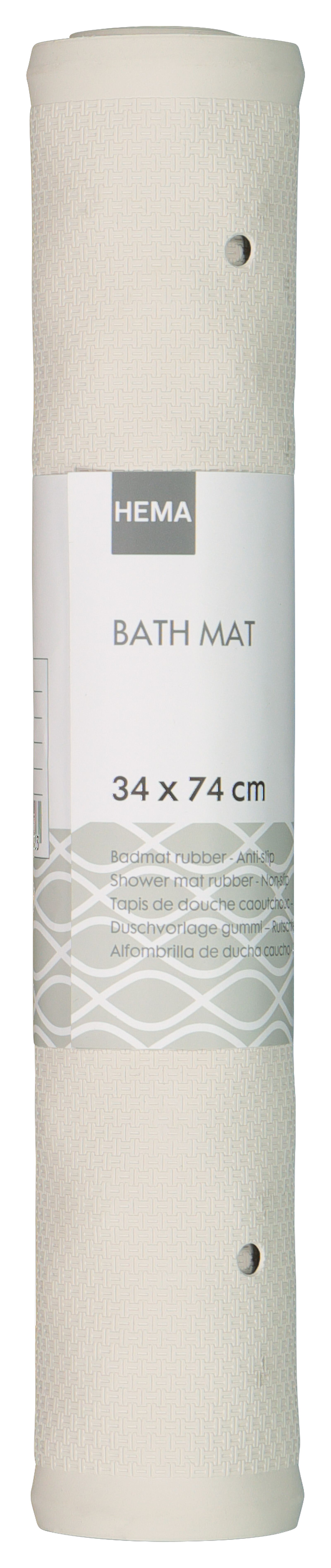 Antirutsch-Badematte, 34 x 74 cm, Gummi, wei&szlig; - 80380014 - HEMA