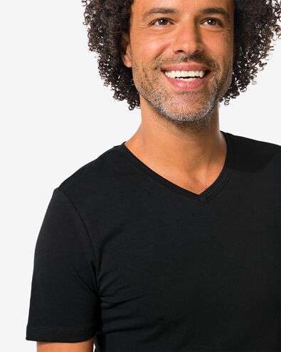 Herren-T-Shirts, Slim Fit, V-Ausschnitt, extra lang &ndash; 2 St&uuml;ck schwarz schwarz - 34290650BLACK - HEMA