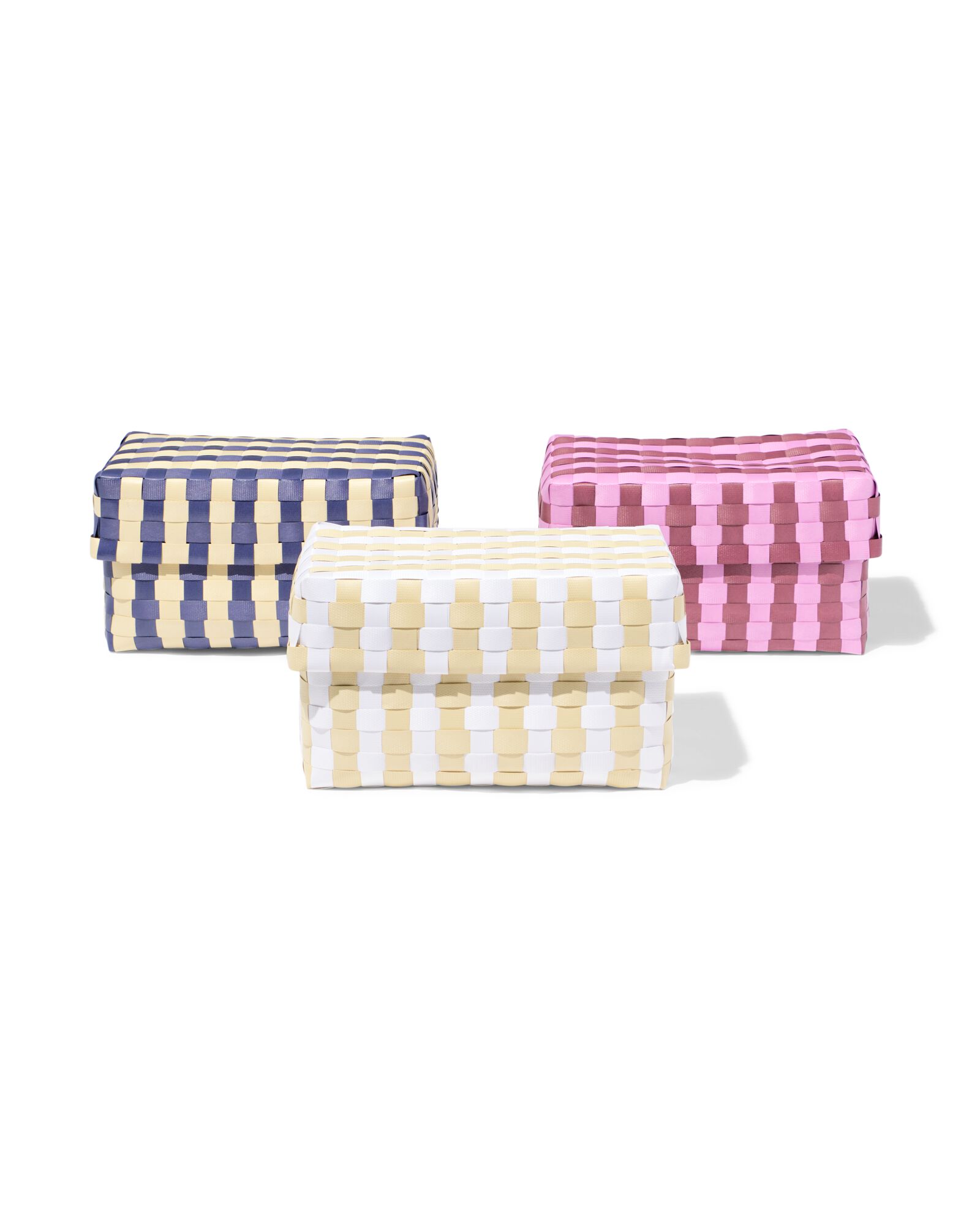 panier 25x15cm avec couvercle beige &agrave; carreaux - 39800050 - HEMA