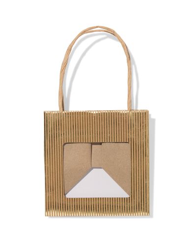 sac cadeau avec fen&ecirc;tre 10x11x11cm kraft ray&eacute; dor&eacute; - 61100427 - HEMA