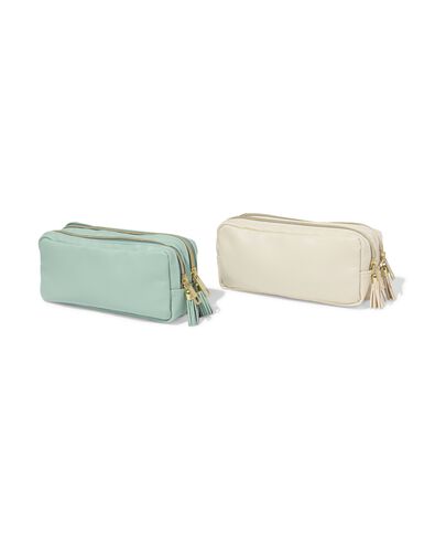 trousse double zip 22 x 6 x 10 cm PU - 14400462 - HEMA