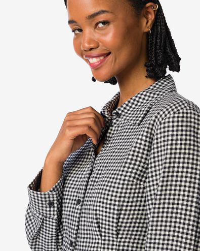dames overshirt Donna flanel ruiten zwart/wit zwart/wit - 36205170BLACKWHITE - HEMA