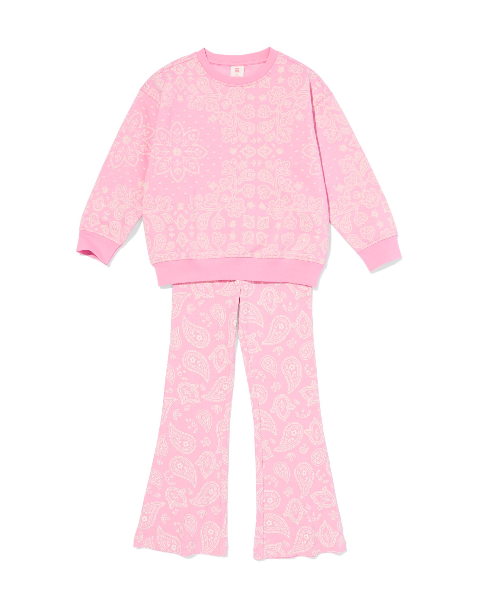 kinderkledingset rib paisley roze roze - 30849804PINK - HEMA