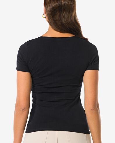 dames T-shirt slim fit o-hals zwart zwart - 36301340BLACK - HEMA