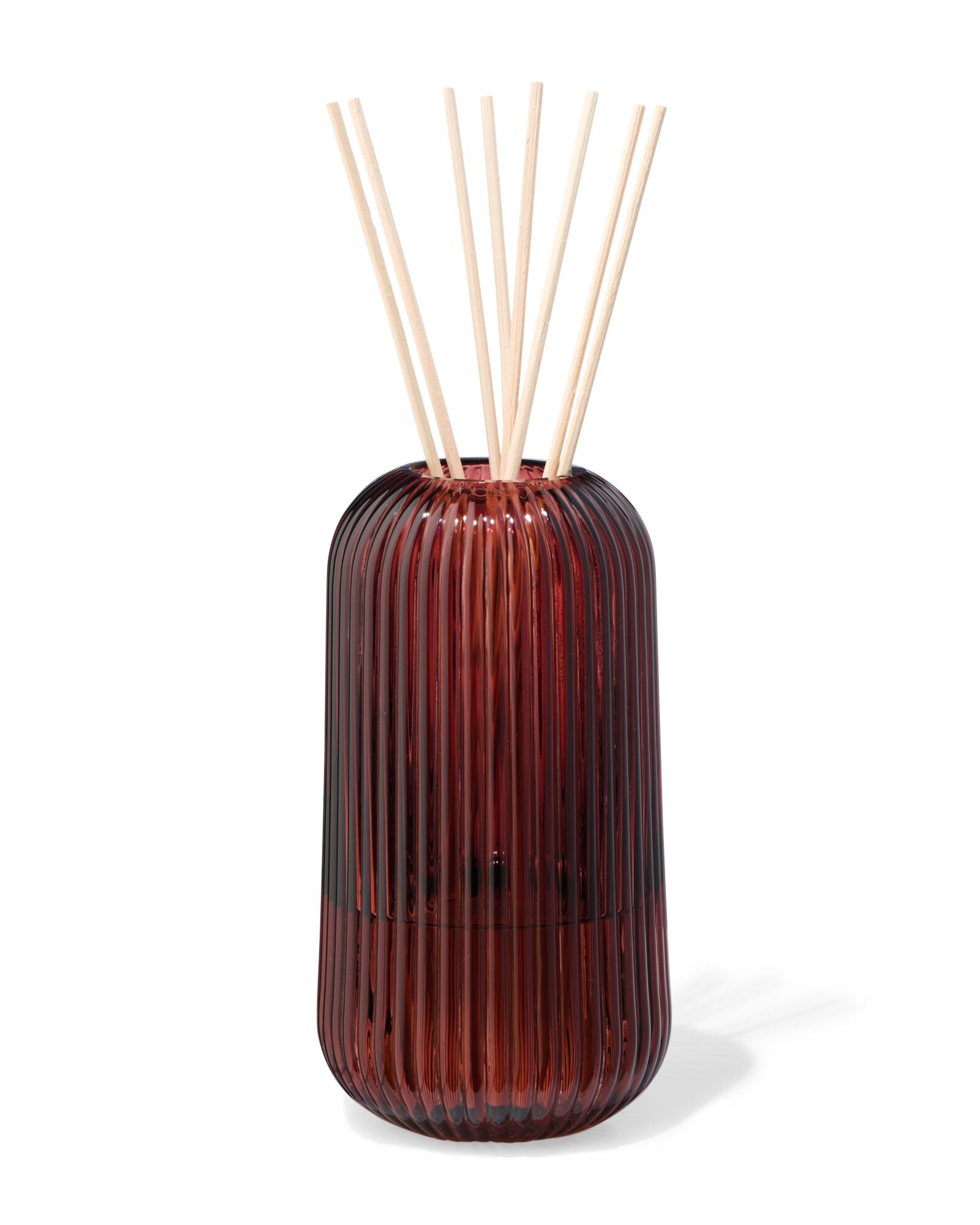 Vase f&uuml;r Duftst&auml;bchen, ⌀ 8,5 x 16,2 cm, Glas, gerippt, Aubergine - 13507550 - HEMA