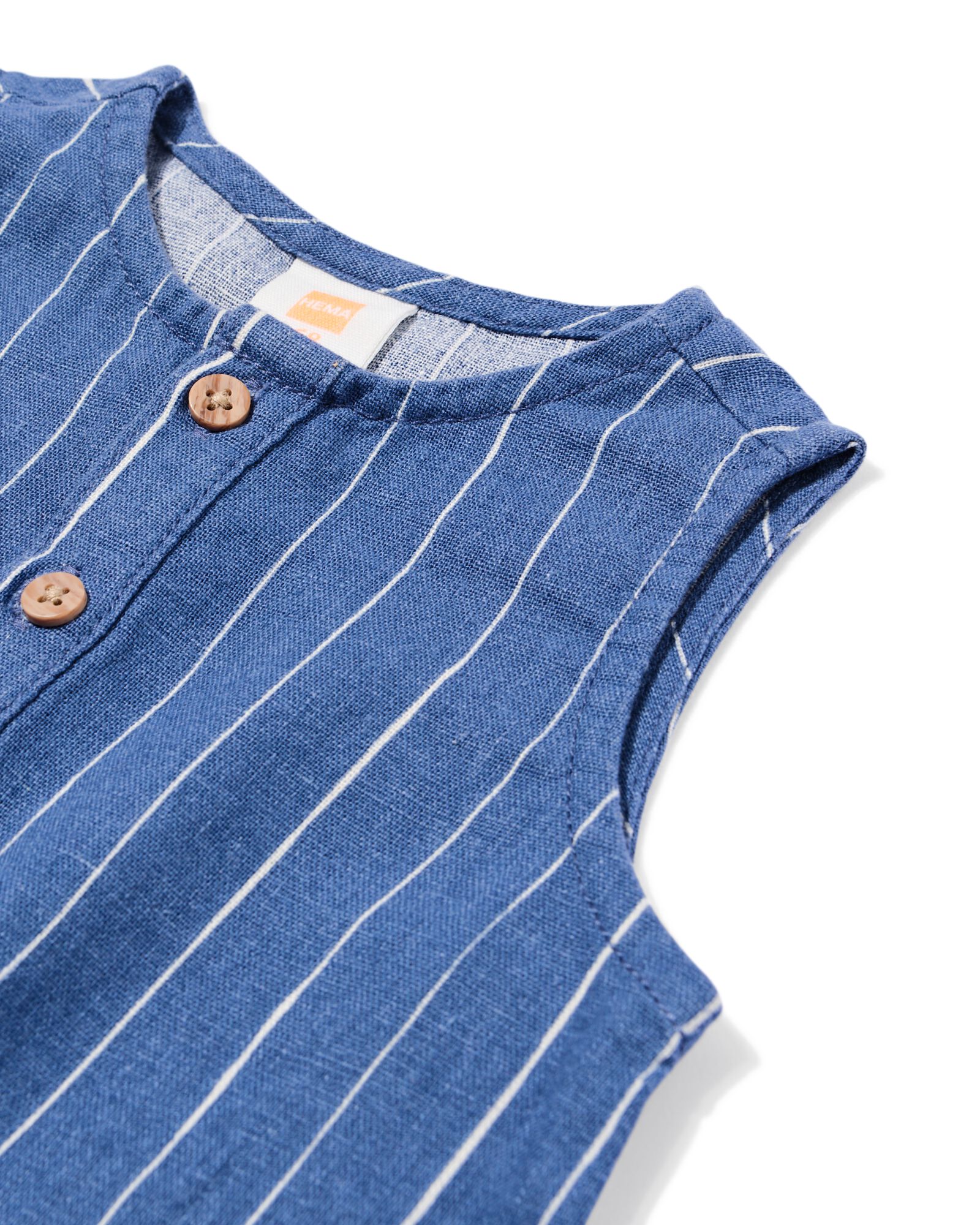 babyjumpsuit linnen strepen blauw blauw - 33186270BLUE - HEMA