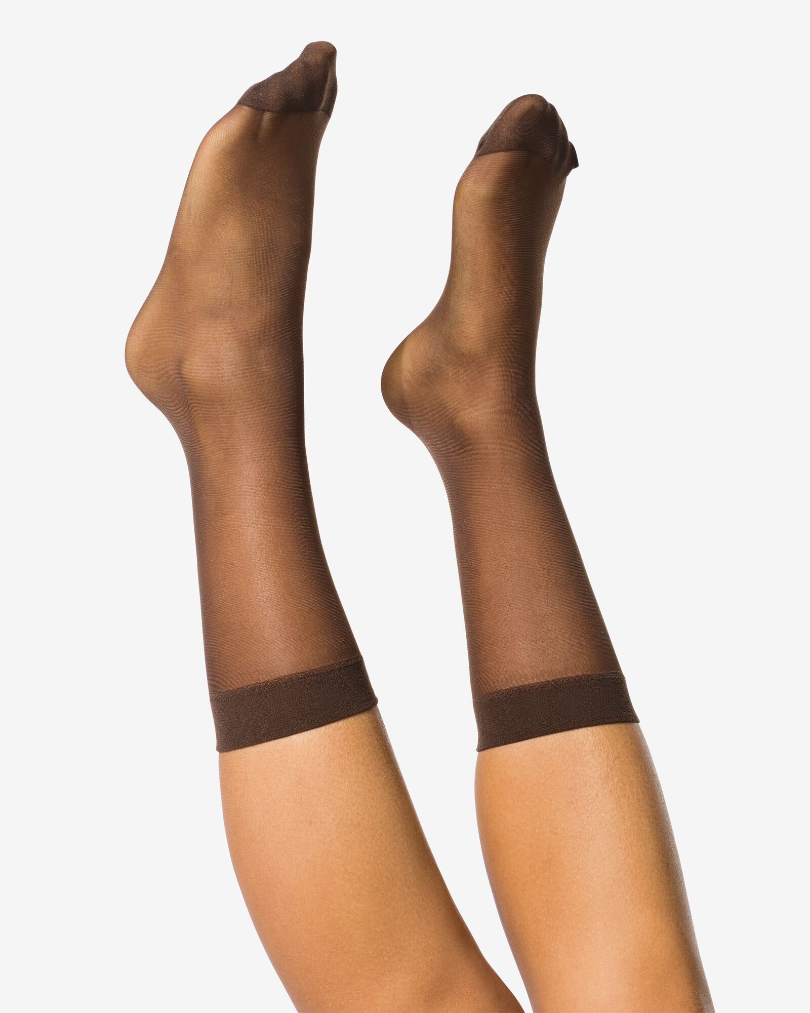 3 paires de chaussettes en voile brillantes transparentes marron one size - 4060121 - HEMA
