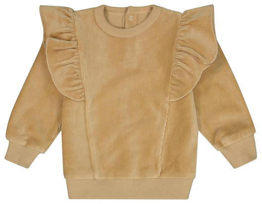 Baby-Sweatshirt Velours mit Rüschen sandfarben - 1000028176 - HEMA