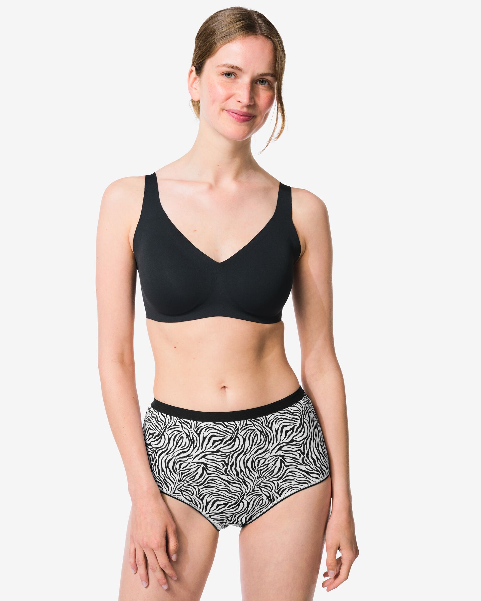 culottes taille haute femme coton animal - lot de 2 noir noir - 19602044BLACK - HEMA