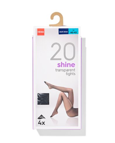 panty's glans transparant 20denier - 4 stuks donkerblauw donkerblauw - 4060165DARKBLUE - HEMA