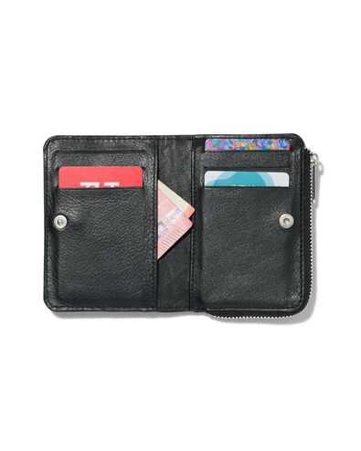 portemonnaie zippé cuir noir RFID 8.x11.5 - 18110047 - HEMA
