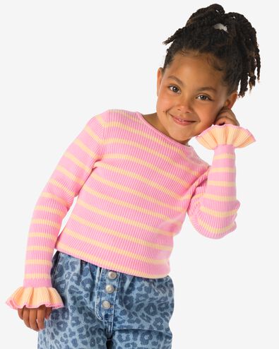 pull c&ocirc;tel&eacute; ray&eacute; enfant rose rose - 30827021PINK - HEMA