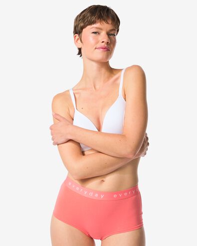 damesboxer katoen everyday tailleband koraalroze - 19660874CORALPINK - HEMA