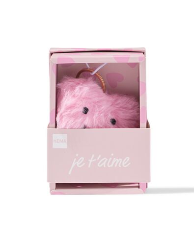 Porte-clés 6x2,5 cm cœur peluche visage rose - 61100270 - HEMA
