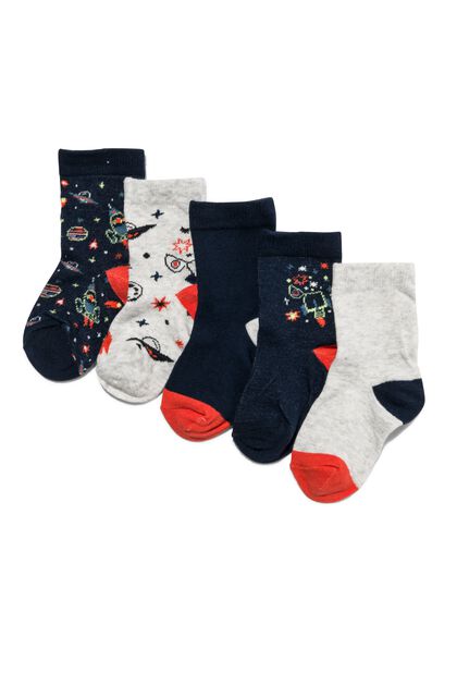 5 paires de chaussettes enfant avec coton gris chiné - HEMA