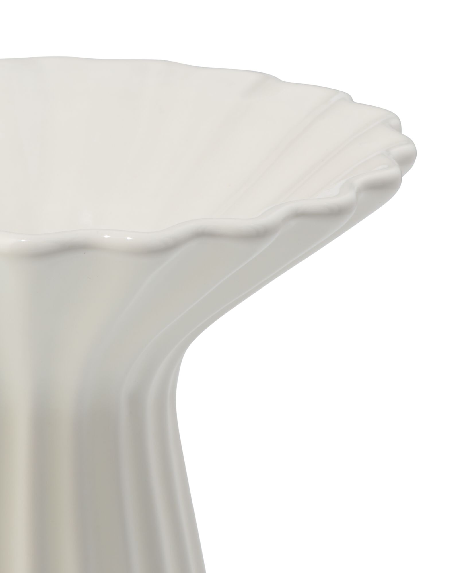 vase ⌀17x21cm c&eacute;ramique nervur&eacute; col blanc - 13326013 - HEMA