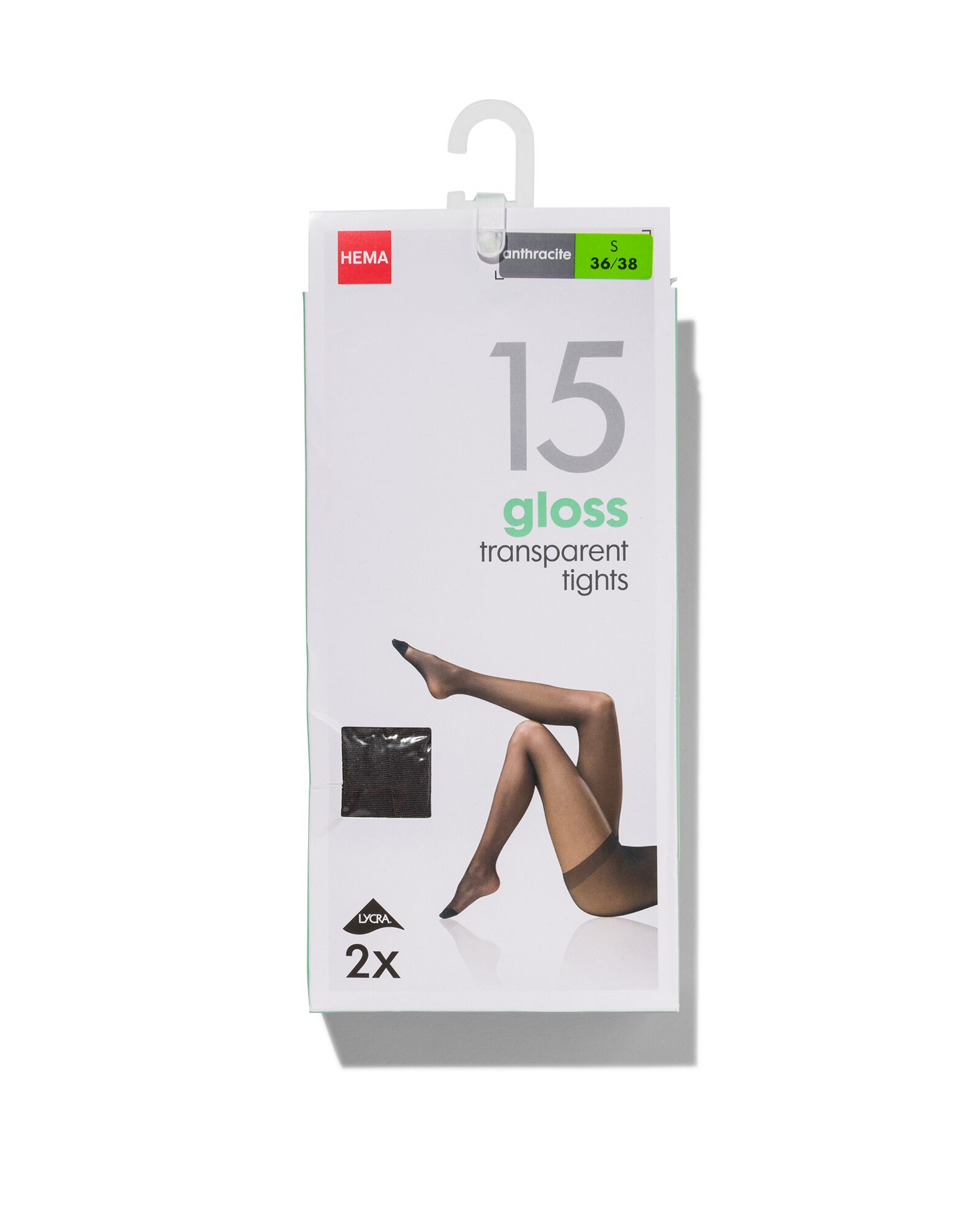 2 collants brillants 15 deniers anthracite anthracite - 1000000759 - HEMA