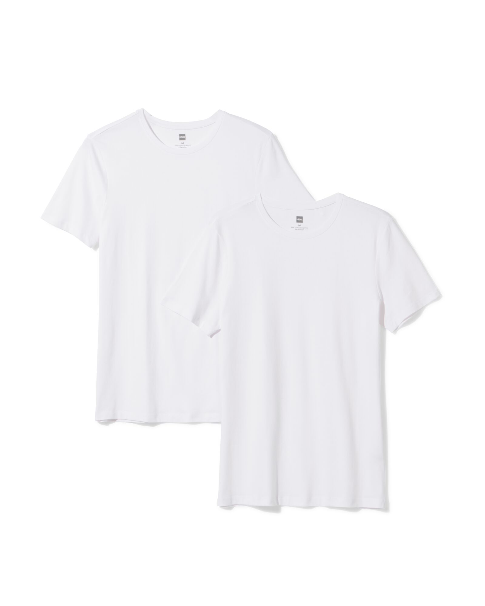 heren T-shirts slim fit o-hals - 2 stuks wit wit - 34290560WHITE - HEMA