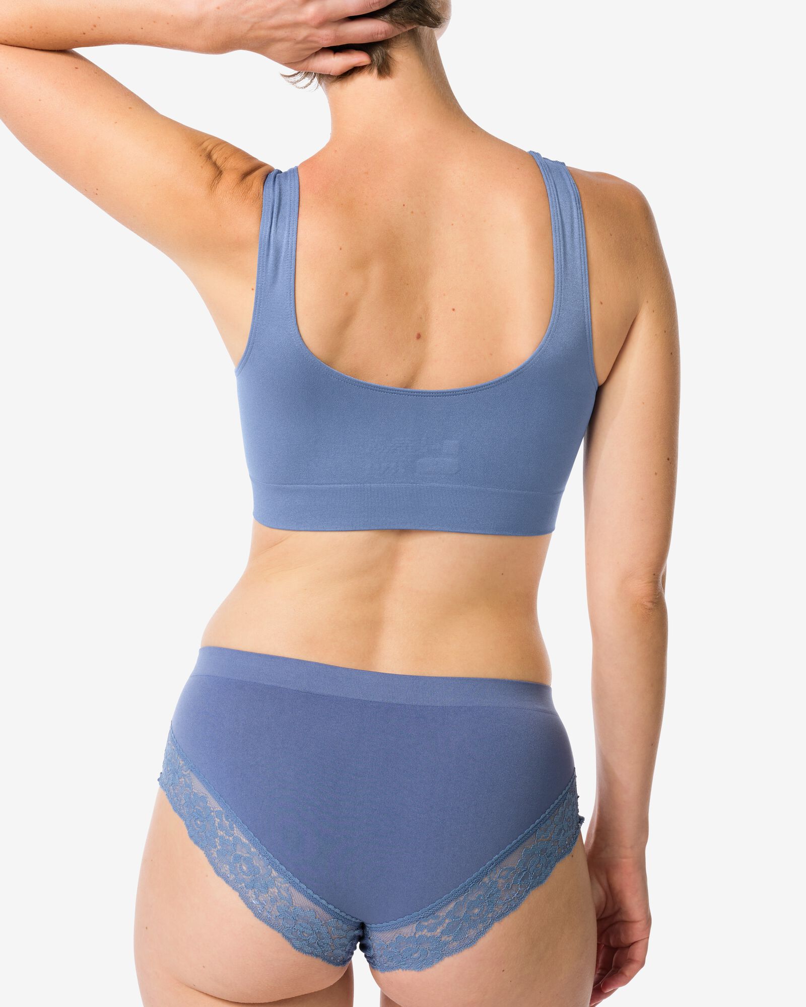 slip hipster femme sans coutures microfibre avec dentelle bleu bleu - 19611454BLUE - HEMA