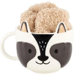 mug 500ml avec chaussettes fluffy raton laveur - 61160011 - HEMA