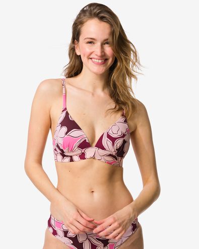 damesbikinitop Janna push-up bloemen roze roze - 22360300PINK - HEMA