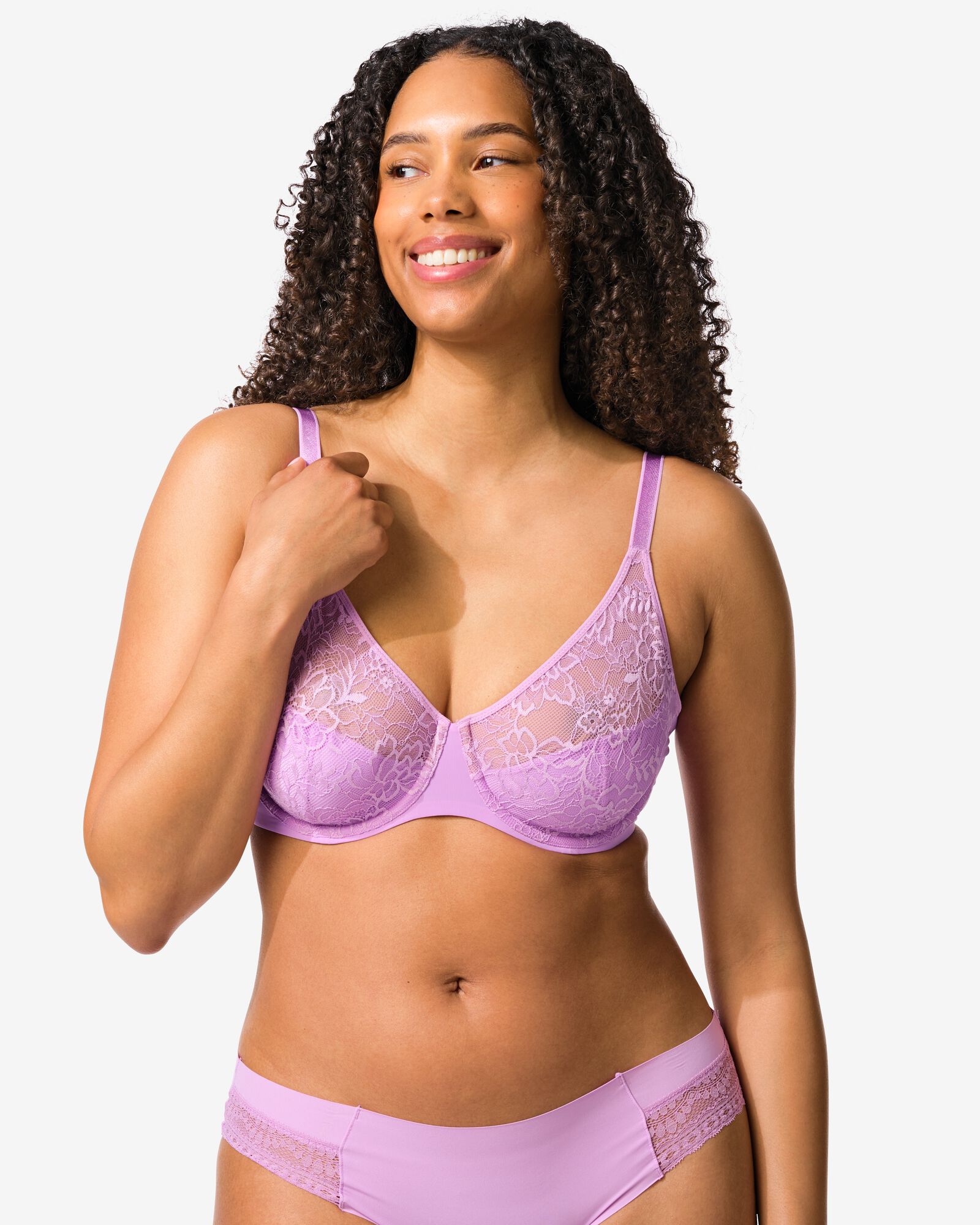 Nicht vorgeformter Spitzen-BH mit B&uuml;gel  violett violett - 21805905PURPLE - HEMA