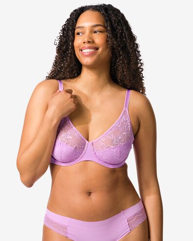 Nicht vorgeformter Spitzen-BH mit B&uuml;gel  violett violett - 21805905PURPLE - HEMA