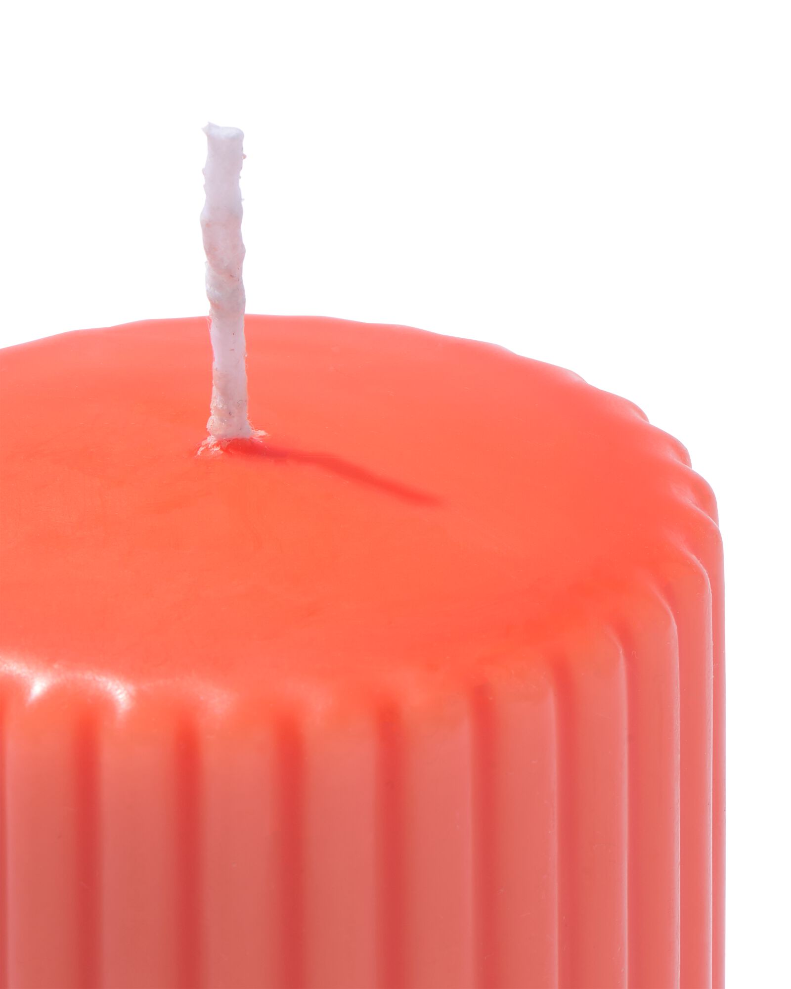 bougie pilier ⌀7x13cm nervur&eacute;e orange - 13509061 - HEMA