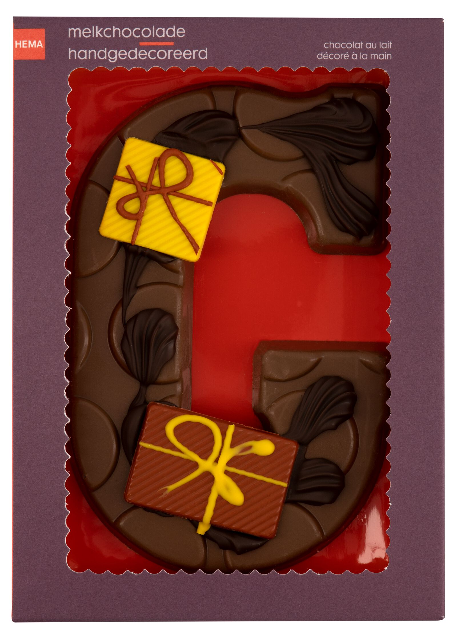 lettre en chocolat au lait d&eacute;cor&eacute;e &agrave; la main 200 g - 1000017008 - HEMA