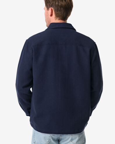 herenoverhemd Stef wafel middenblauw middenblauw - 2101860MIDBLUE - HEMA