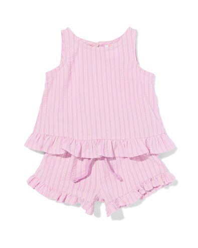 babykledingset seersucker strepen roze roze - 33078270PINK - HEMA