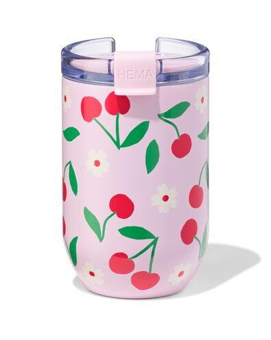 Kaffeebecher to go, 350 ml, Edelstahl, mit Kirschen - 61104500 - HEMA
