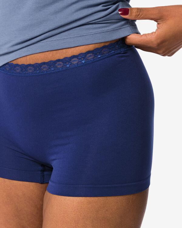 boxer femme sans coutures microfibre avec dentelle bleu fonc&eacute; bleu fonc&eacute; - 19641604DARKBLUE - HEMA