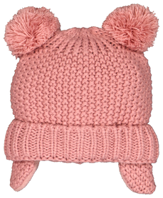 bonnet bébé avec cache-oreilles en maille rose rose - 1000028678 - HEMA