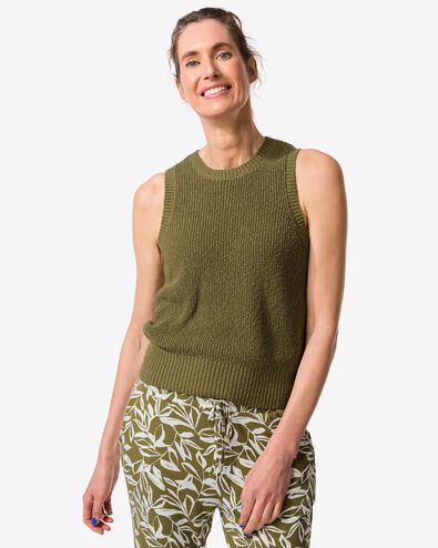 pull femme Faya maille fine coton olive olive - 36204790OLIVE - HEMA