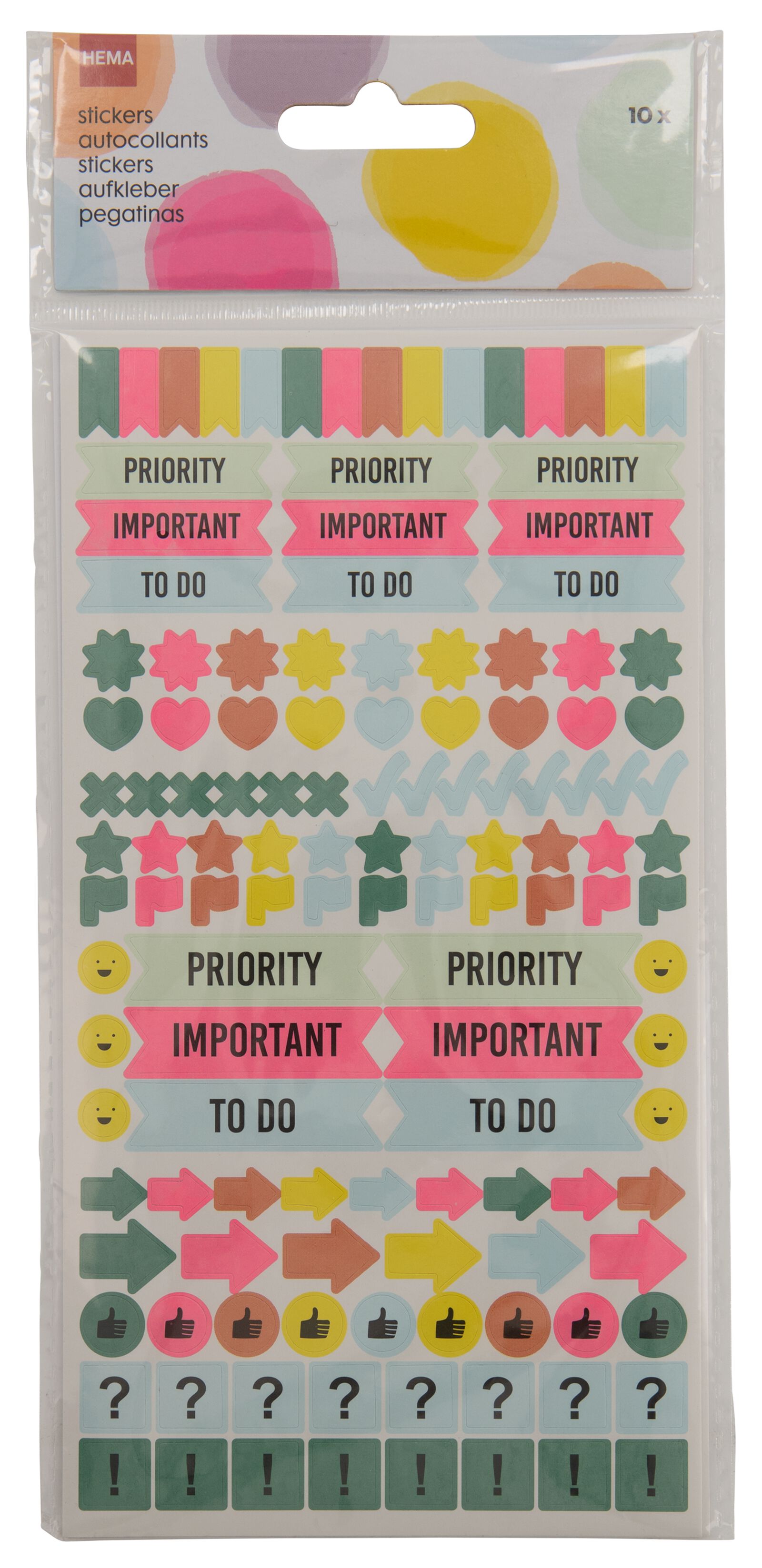 10 feuilles d&rsquo;autocollants pour planification 19x10 - 14164660 - HEMA