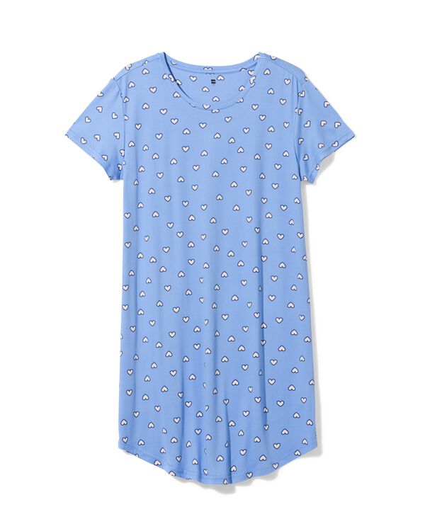 chemise de nuit femme microfibres petits c&oelig;urs bleu bleu - 23401435BLUE - HEMA