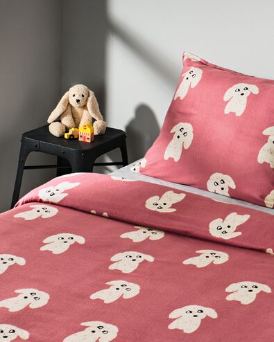 housse de couette enfant flanelle 140 x 200 chien rouge  - 5760091 - HEMA
