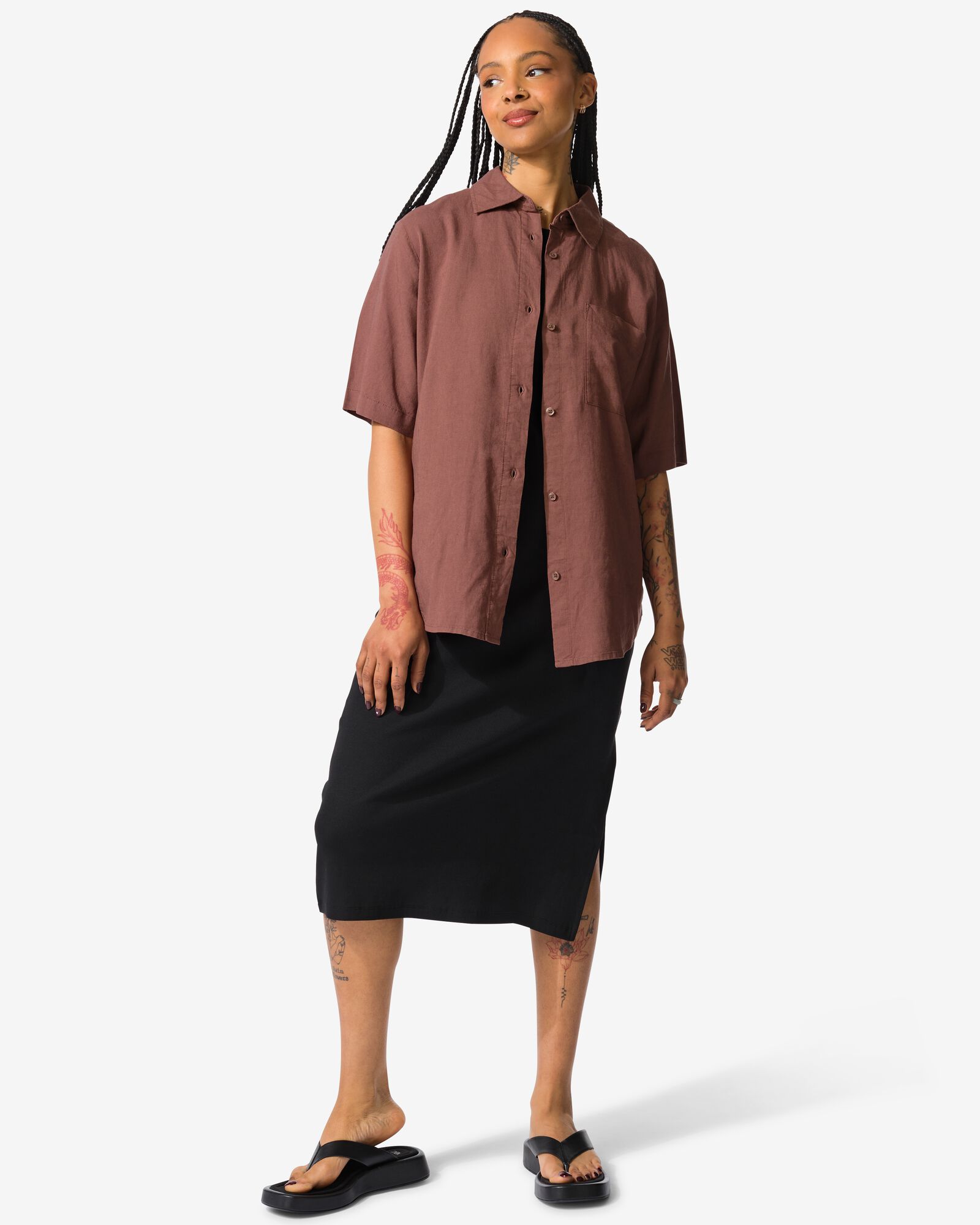 dames shirt Lizzy  middenbruin - 36278030MIDBROWN - HEMA